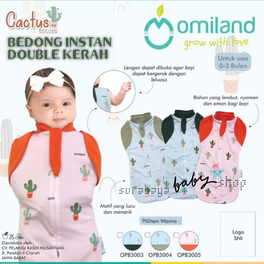 Omiland Bedong Instant Double Kerah Cactus Series OPB300345