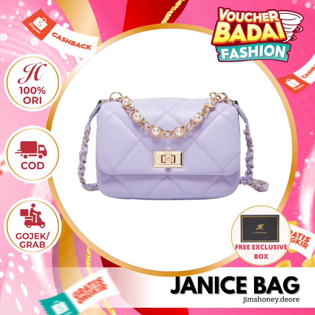 Jims Honey Janice Bag Tas Jinjing Selempang Kecil Pesta Wanita Cewek Fashion Korea Kasual Keren Import Jimshoney Murah