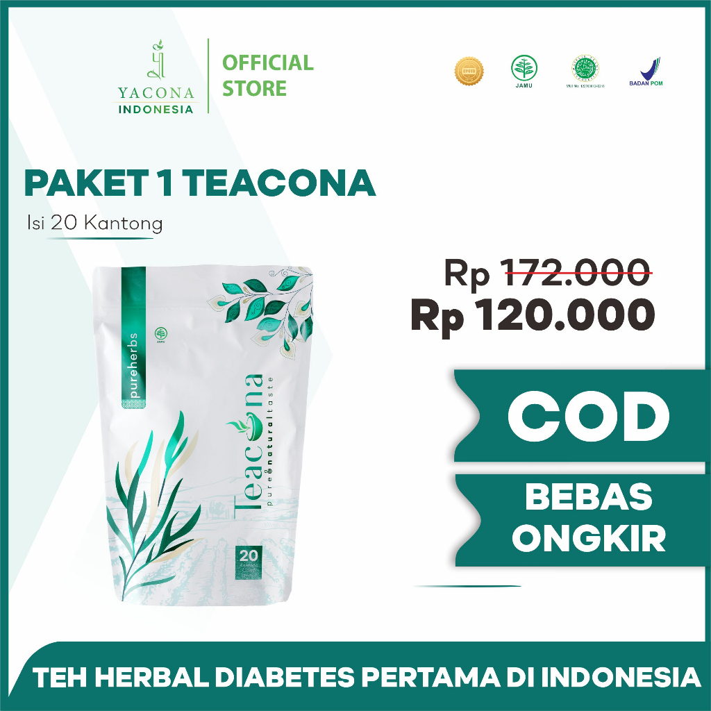 

Teh Hijau Herbal Teacona Obat Herbal Gula Darah Isi 20 Kantong