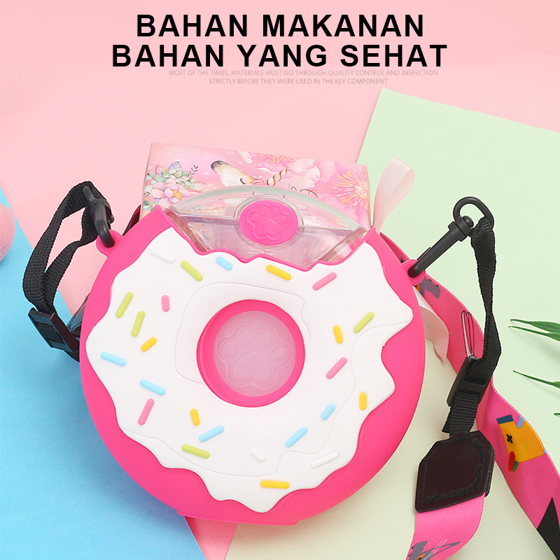 Botol Minuman Anak-anak/Cawan Jerami Bentuk Doughnut【380ml】