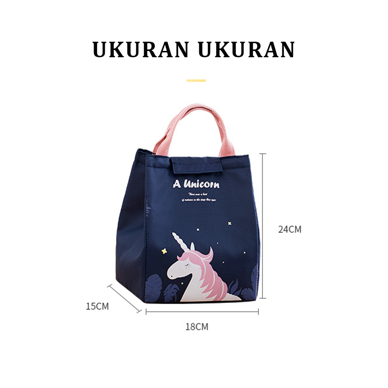 Lunch Bag Anak / Tas Termal Multifungsi / Tas Makan Siang Perjalanan / Tas Bento Unicorn