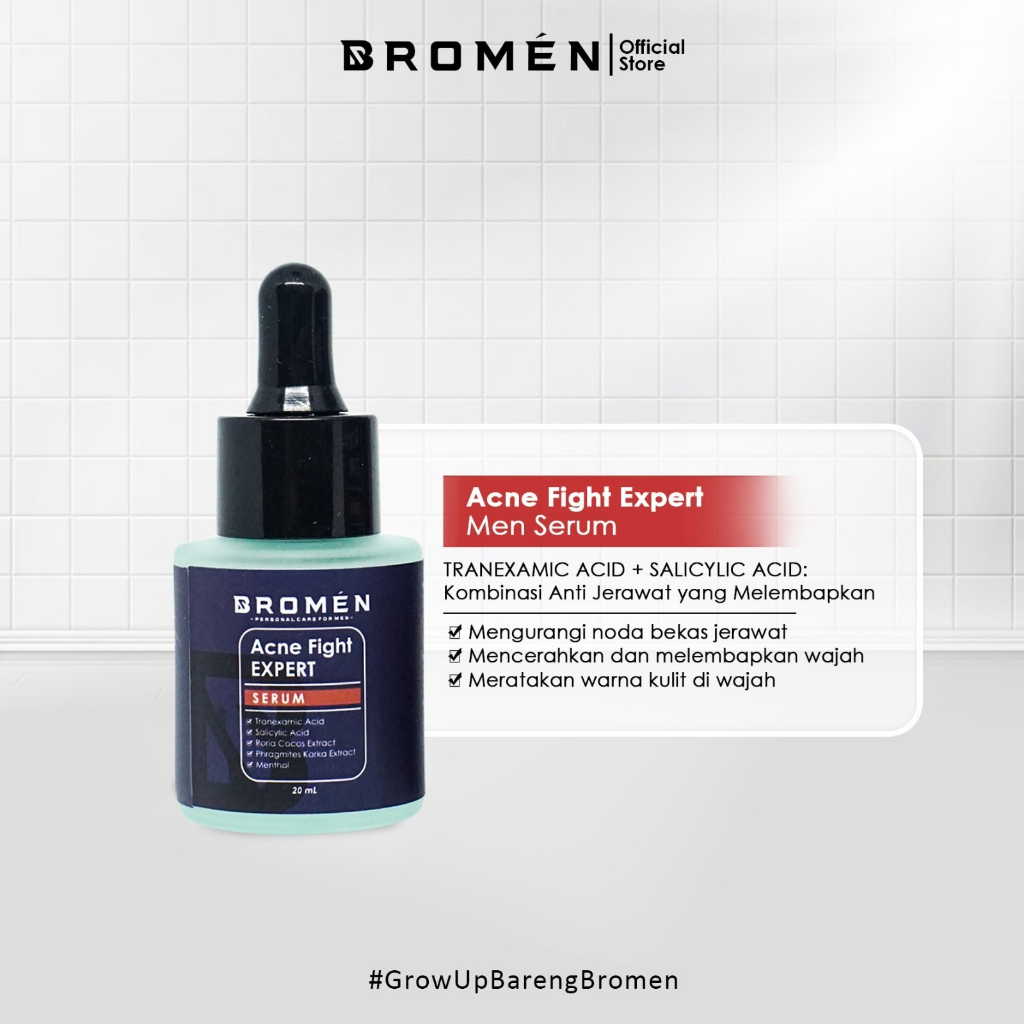 BROMEN Paket ACNE FIGHT (Acne Facial Wash + Serum Acne Fight Expert) Paket Wajah Berjerawat Skincare Cowok Bromen Paket Acne Basic Men