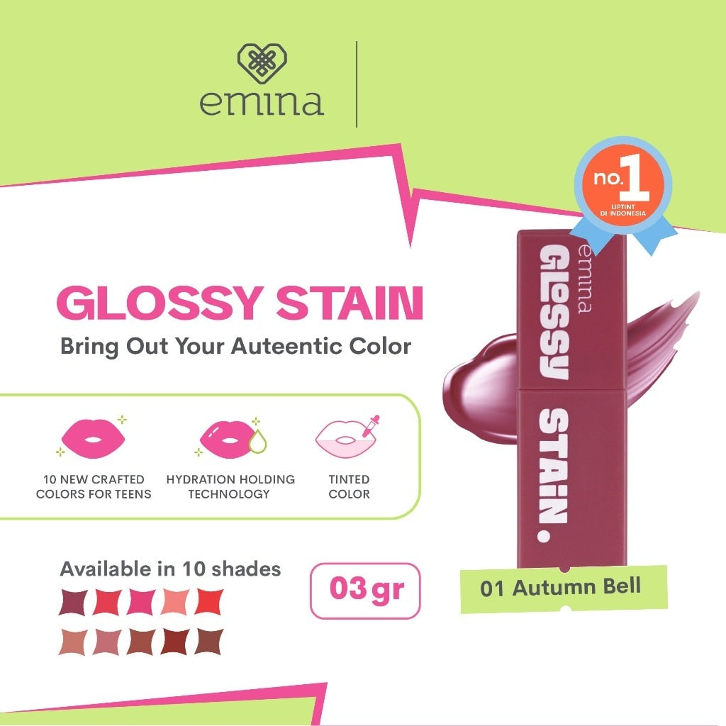 EMINA Glossy Stain Lip Gloss BPOM ORIGINAL / Tahan Lama BY AILIN