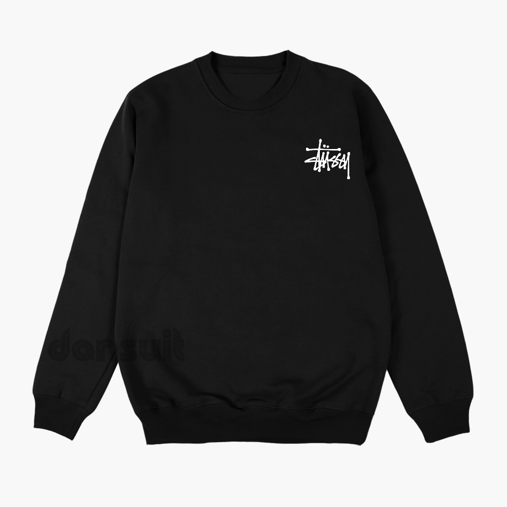 Sweater Crewneck Pria/Wanita Motif Sablon STUSSY Size M - XXXL Bahan Tebal Premium