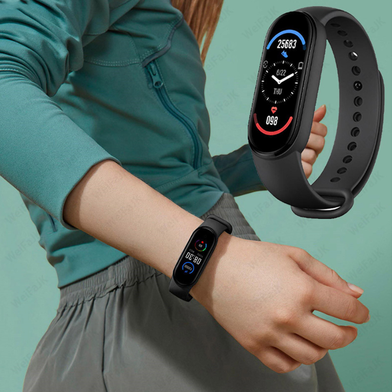 M6 Smartwatch Bluetooth Smartband Fitness Tracker Colour Display HeartRate Waterproof Jam Tangan Pria Wanita Digital