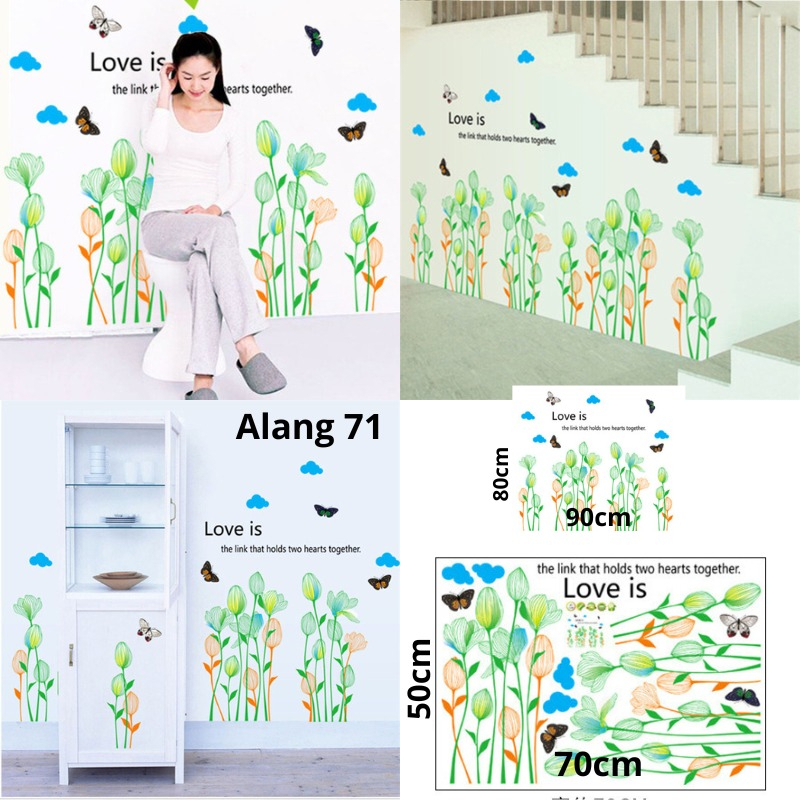 WALL STICKER SETIKER WALL STIKER SETIKER WALLSTICKER HIASAN DINDING MOTIF DAUN RUMPUT PAGAR POHON AL