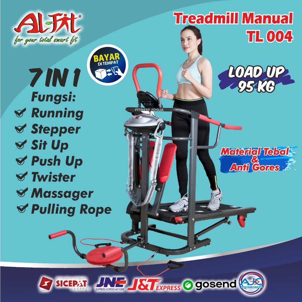 Alat Fitness Lari Di Tempat Treadmill Treatmill Manual 6 Fungsi Murah Bisa di Lipat