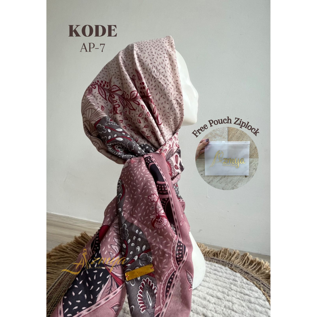 VOAL MOTIF FREE POUCH - HIJAB SEGIEMPAT BAHAN VOAL MOTIF PREMIUM (GRATIS POUCH)