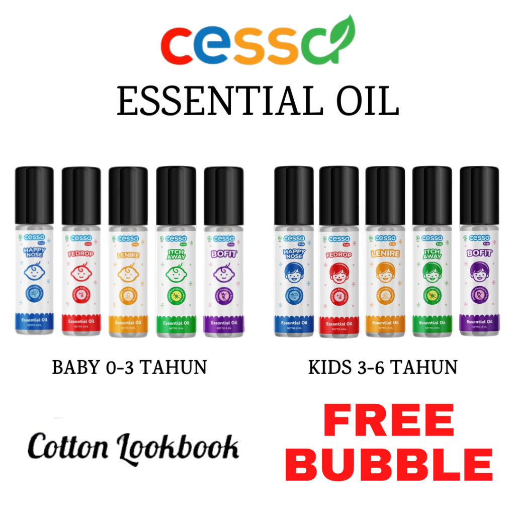 CESSA Essential Oil Baby 0-3 Kids 3-6 Tahun 8ml / Cessa Biru Cough N Flu Happy Nose/ Orange Lenire / Ungu Immune Booster Bofit / Merah Fever Drop Fedrop / Hijau Itch Away / Lavender