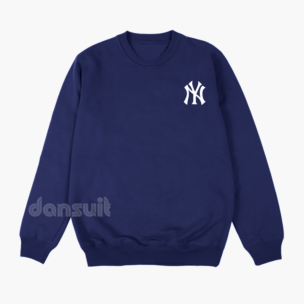 Sweater Crewneck Pria/Wanita Size M - XXXL Sweater Motif Sablon NY YANKEES Logo Bahan Tebal Premium