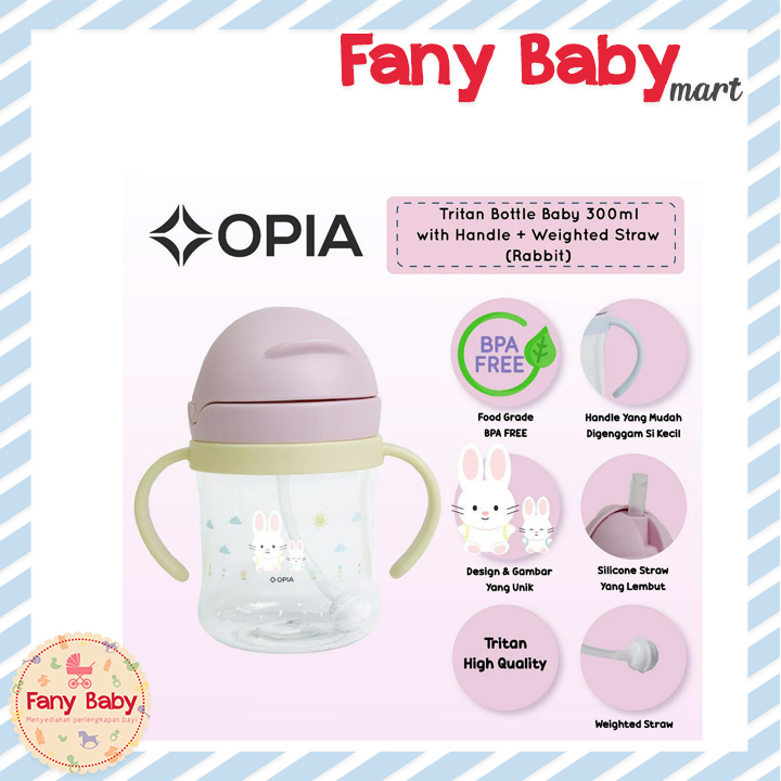 OPIA TRITAN BABY WEIGHTED STRAW BOTTLE WITH HANDLE 300ML