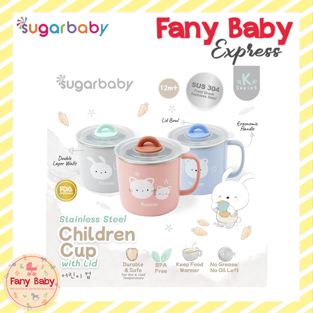 SUGAR BABY STAINLESS STEEL CHILDREN CUP WITH LID