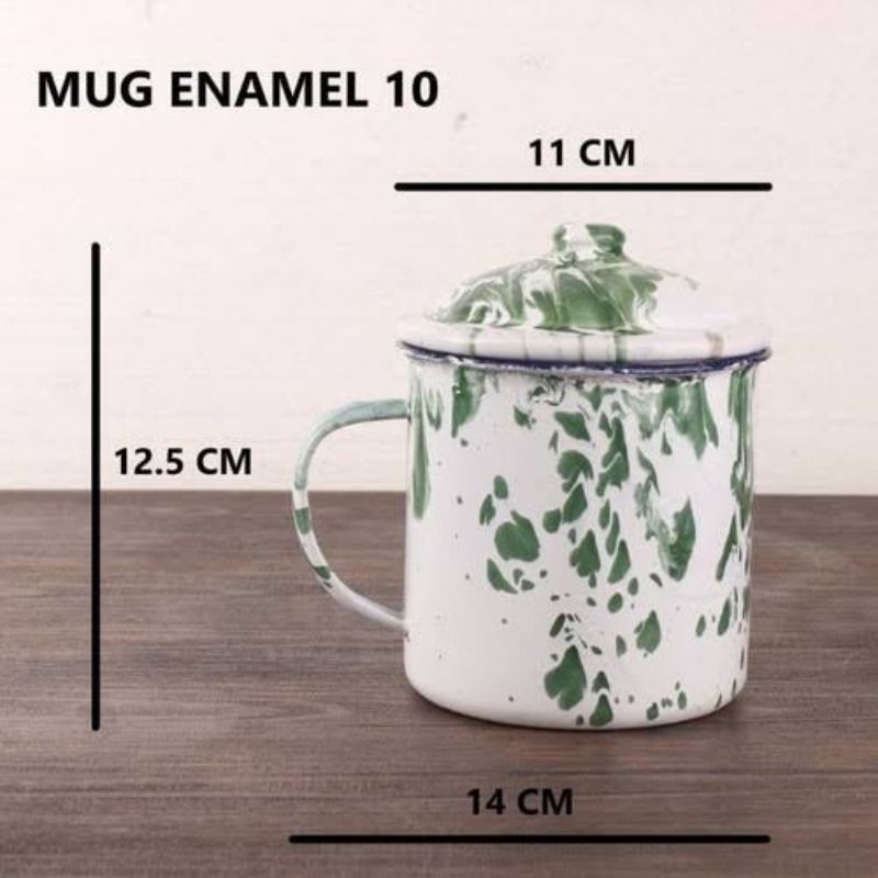 Gelas Mug Enamel Tutup UK 11cm Kedaung Tebal