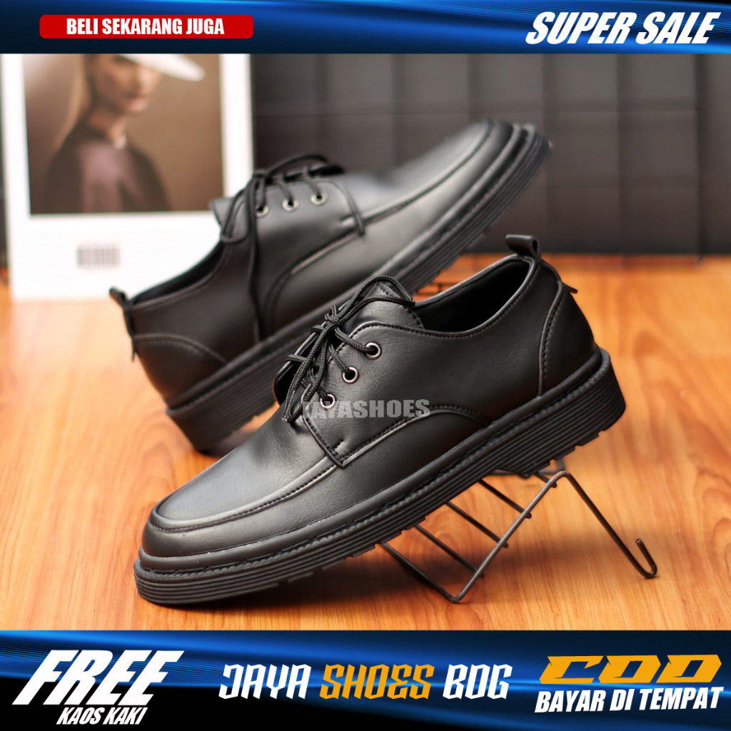 MORIS BLACK Sepatu Docmart Hitam Pantofel Kerja Original