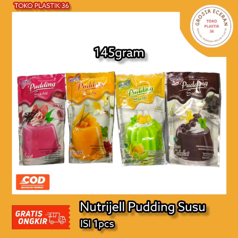 

TokoPlastik36 - Nutrijel Pudding Susu 145-170 gram Puding Bubuk dengan Susu - dengan Gula Asli - Rasa Stroberi - Rasa Mangga - Rasa Melon - Rasa Cokelat