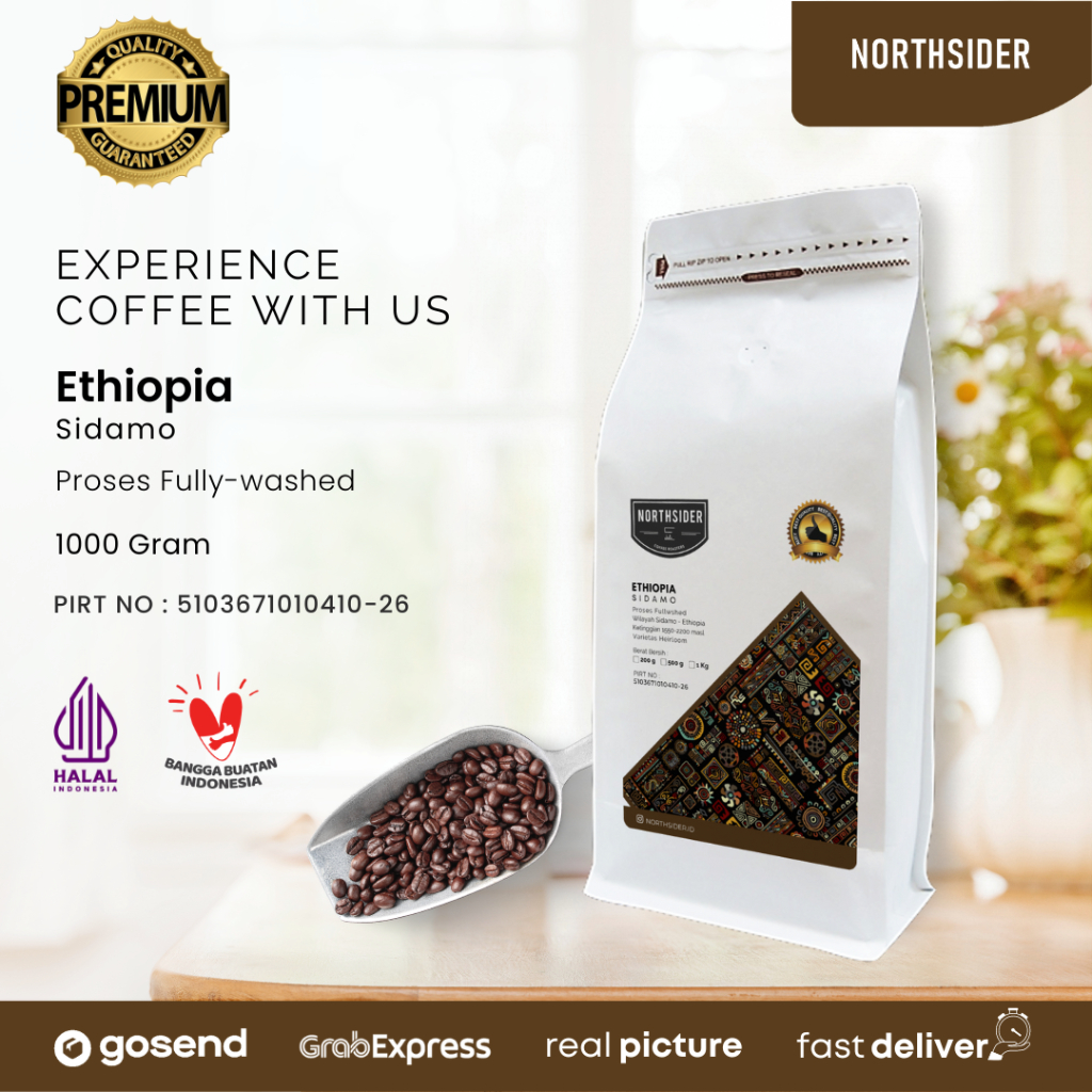 BIJI KOPI ARABIKA ETHIOPIA YIRGACHEFFE Q GRADE WASHED - 1KG NORTHSIDER