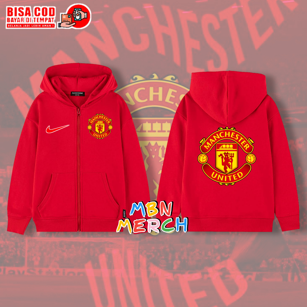 Hoodie Zipper anak manchester united/jaket resleting