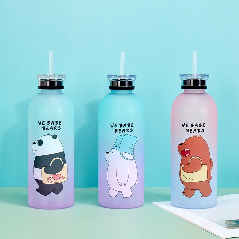 Botol Minum 1000ml Motif We Babe Bears Dengan Sedotan Anti Bocor BY SMOLL