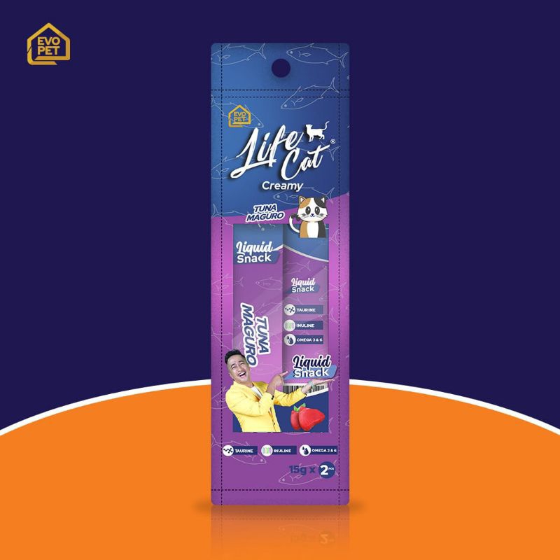 LIFE CAT SNACK CREAMY FOR CAT/SNACK KUCING 2 X 15GR (POUCH)