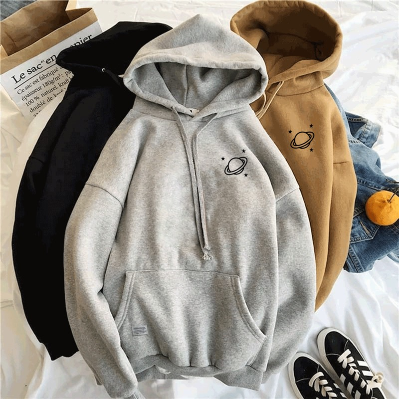 Parisdivarious Sweater Hoodie Jemper (Bordir) Kotak Mars Bahan Fleece Size S - XXL (Pria &amp; Wanita)