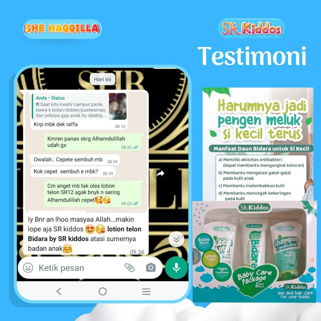 SR12 Kiddos Lotion Telon Daun Bidara Anti Nyamuk Menghangatkan Tubuh Antibakterial