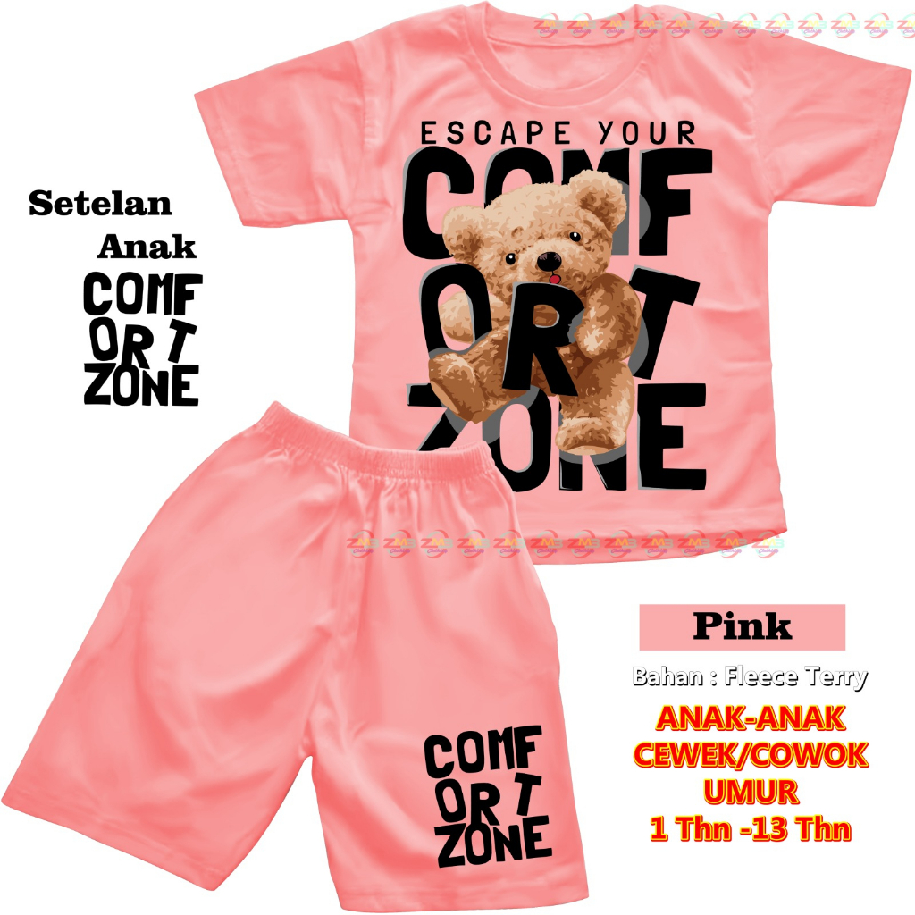 SETELAN ANAK PENDEK UNISEX CEWEK/COWOK BEAR BERUANG DIGITAL SABLON