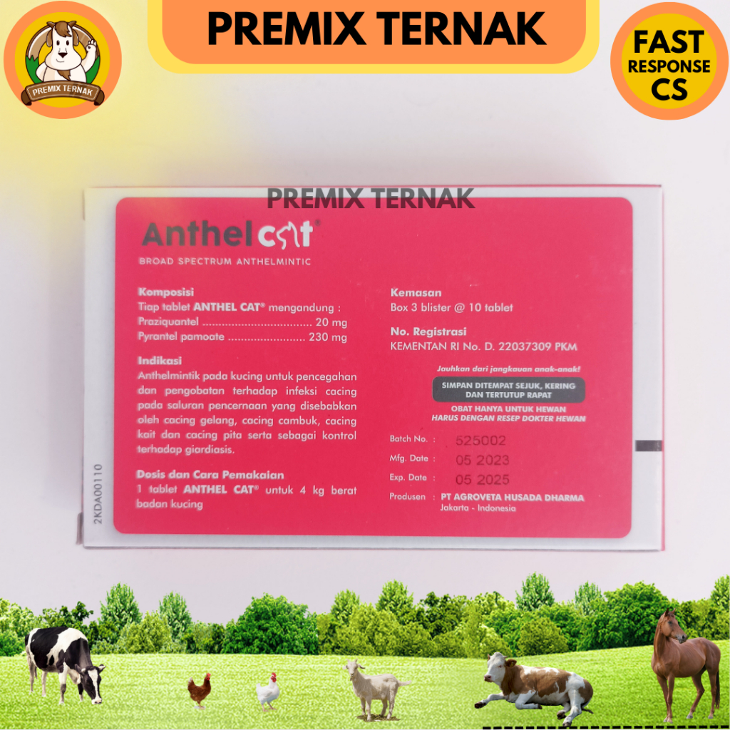 ANTHEL CAT 1 TABLET (KEMASAN BLISTER)- Obat Cacing Kucing LIKE DRONTAL CAT