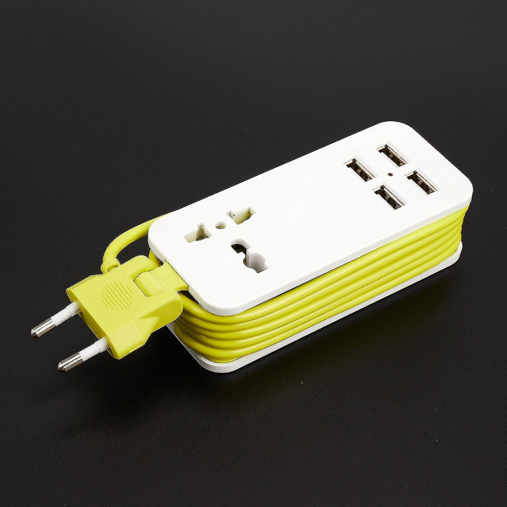 Stop Kontak Colokan Listrik Universal 4 USB Port EU Plug - S40N - White/Green