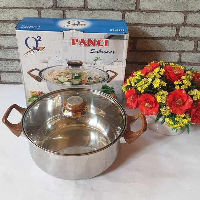 Panci Kuah Rebus Masak Q2 22 cm Stainless Soup Pot Pan