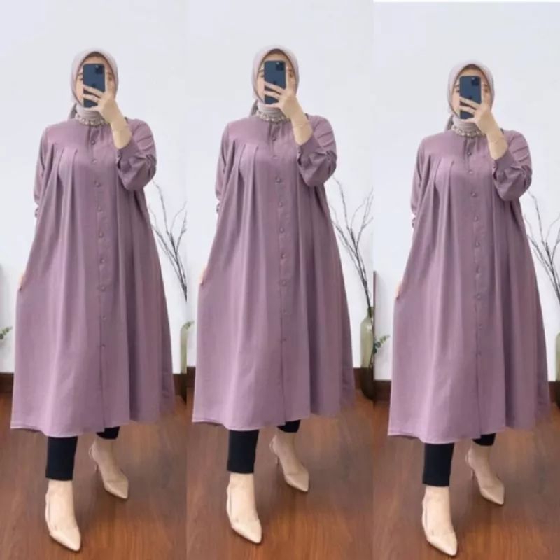 VIRAL LONGDRES TUNIK JUMBO POLOS  CRINKLE AIRFLOW OVERSIZE BUSUI FUL KANCING//ATASAN WANITA MUSLIMAH MASA KINI