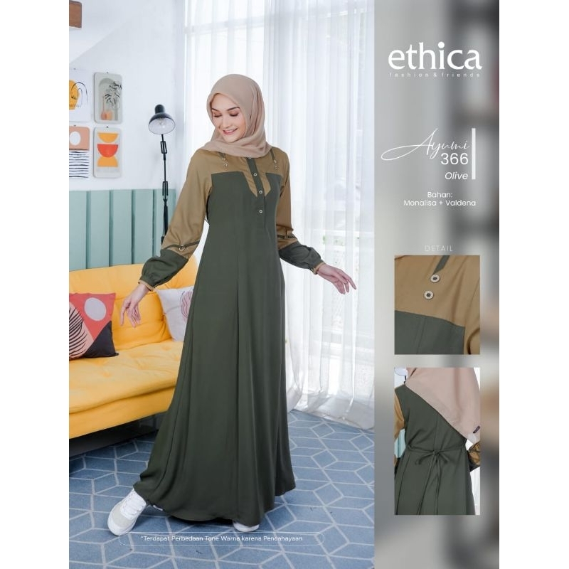 Diskon gamis ethica Ayumi 366 olive