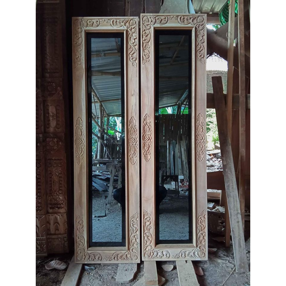 jendela rumah kaca ukir jati jepara langsung kusen
