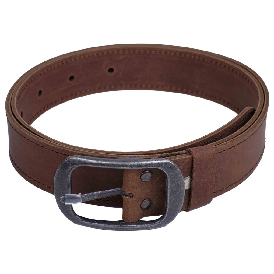 Ikat Pinggang Pria Gesper Sabuk Kulit Asli Leather Belt Buckle LB-03 - Cokelat