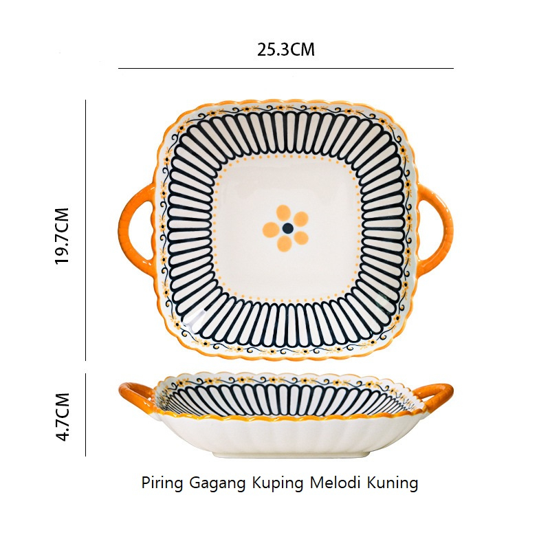 Piring Keramik Piring Makan Gagang Piring Saji Petak Model Eropa