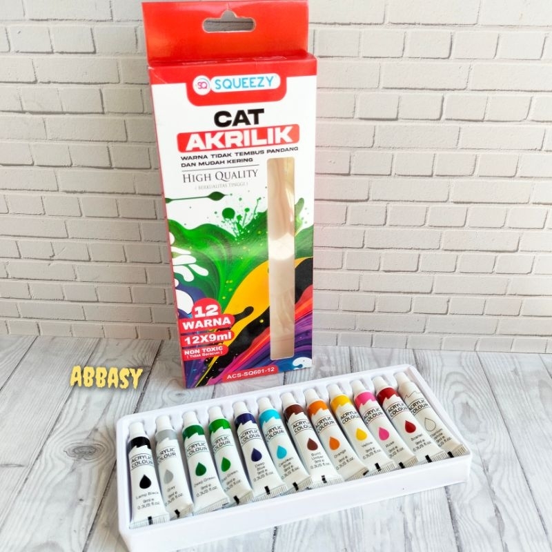 

Cat AKRILIK SQUEEZY 12x9ml ( 12 warna )