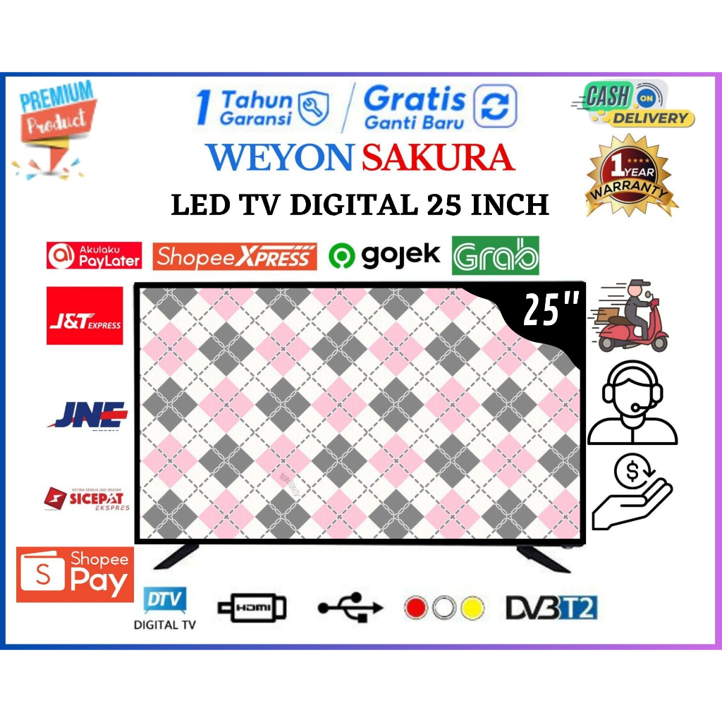 Promo Weyon TV LED 25inch Digital Full Layar HD Garansi 1 Tahun MONITOR/CCTV/TV LED