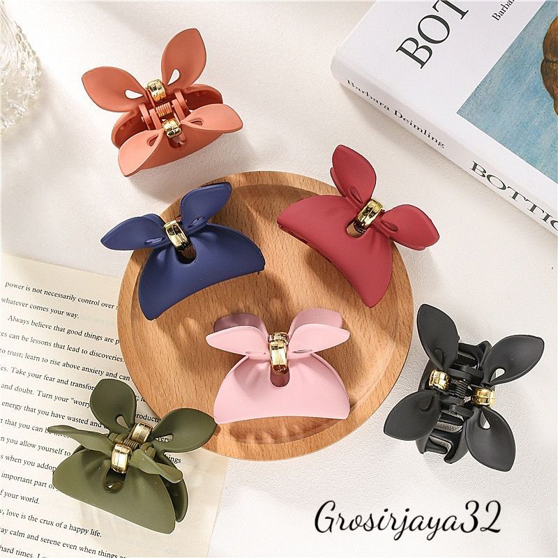 Jedai Doff BONITA 6cm PREMIUM Jepit Salon Pita Jepit Rambut Kupu Kupu Matte Rabbit Ear Hair Claw Clips