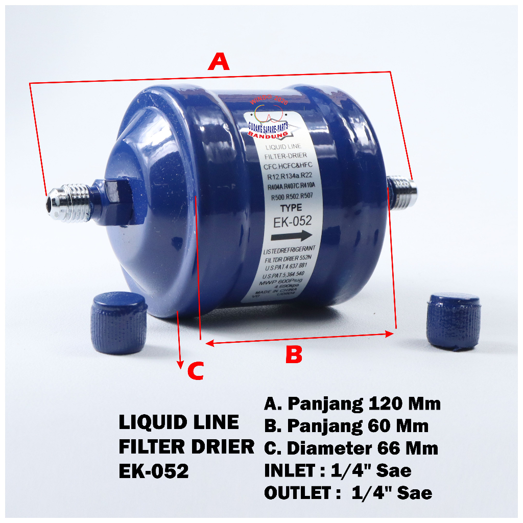 LIQUID LINE FILTER DRIER EK 052 1/4&quot; | PENYARING SIRKULASI AC FREON REFRIGANT