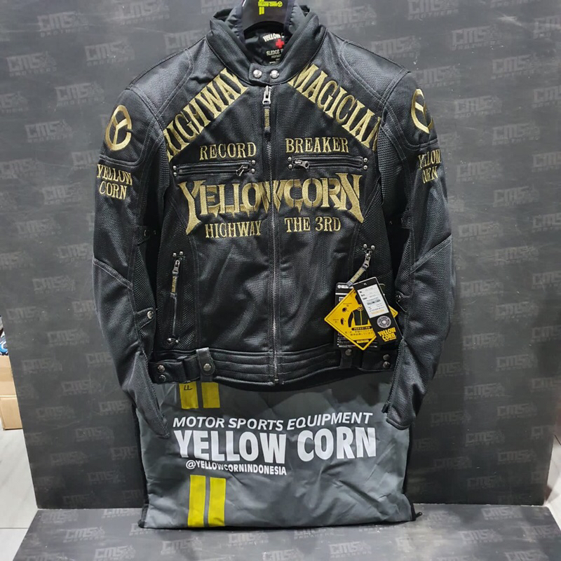 Jacket Motor Yellow Corn YB 3105 Black Gold Jaket Riding Touring Original