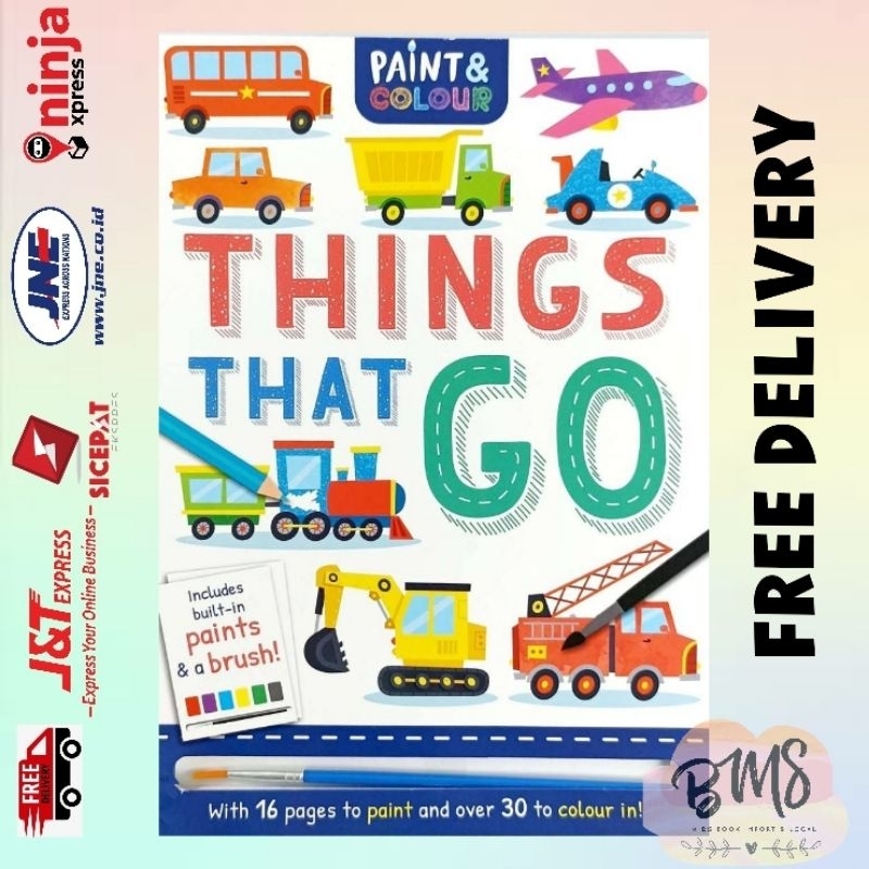 Igloo Paint and Colour Things That Go includes built-in paints and a brush Activity Book