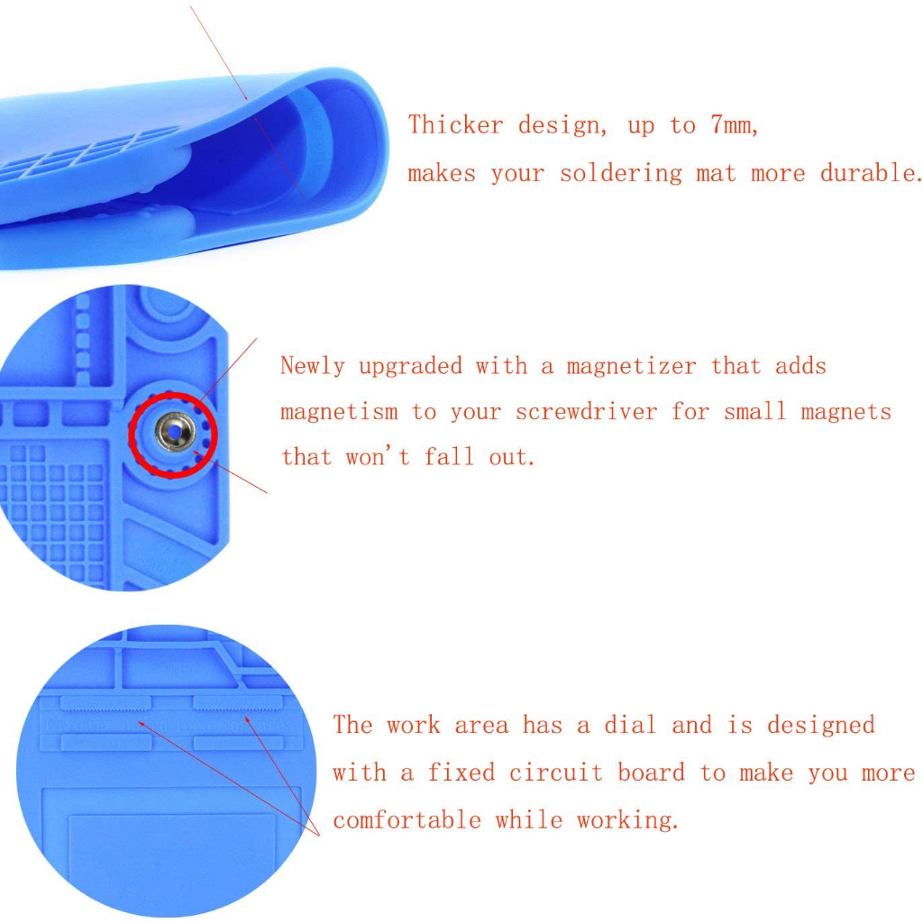 Alas Solder Silikon Soldering Mat Heat Resistant Magnetic - A-500 - Blue