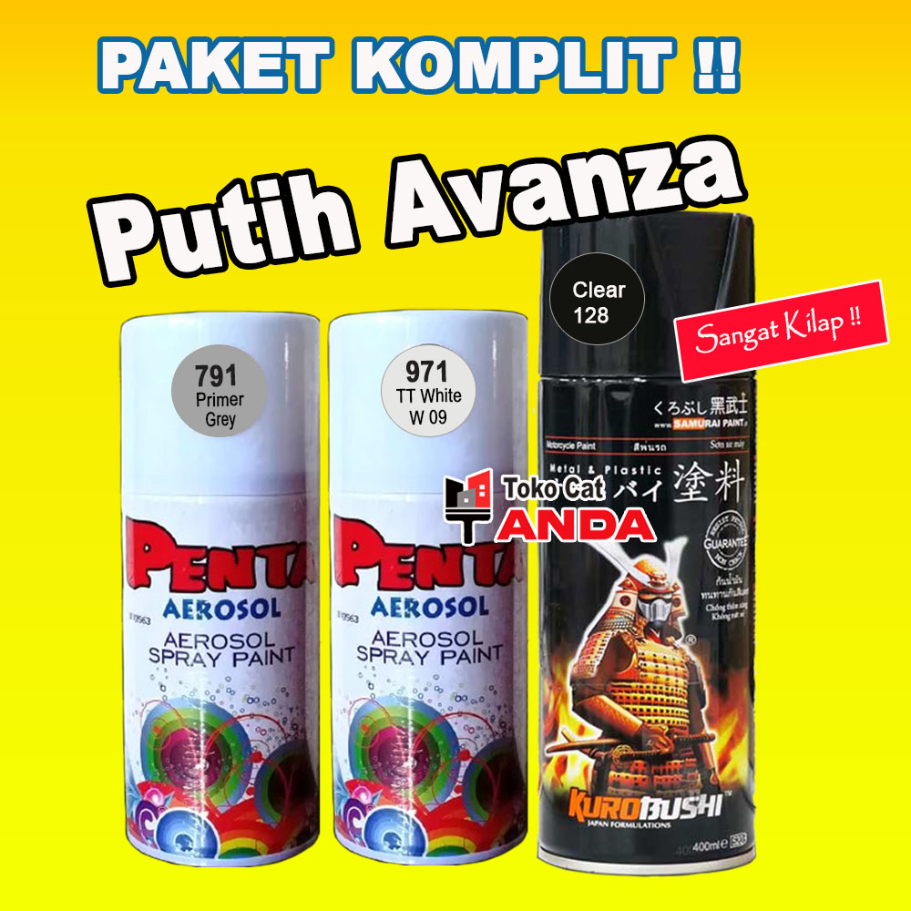 Paket Lengkap Putih Avanza - Paket Cat Semprot pilok Putih Avanza - Mengkilap