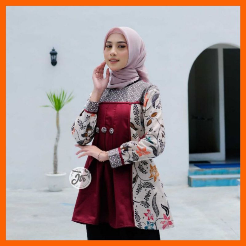 ATASAN BATIK WANITA BLOUSE KANTOR BLOUSE KERJA SERAGAMAN BATIK TRENDY INTERNATIONAL MOTIF KEKINIAN