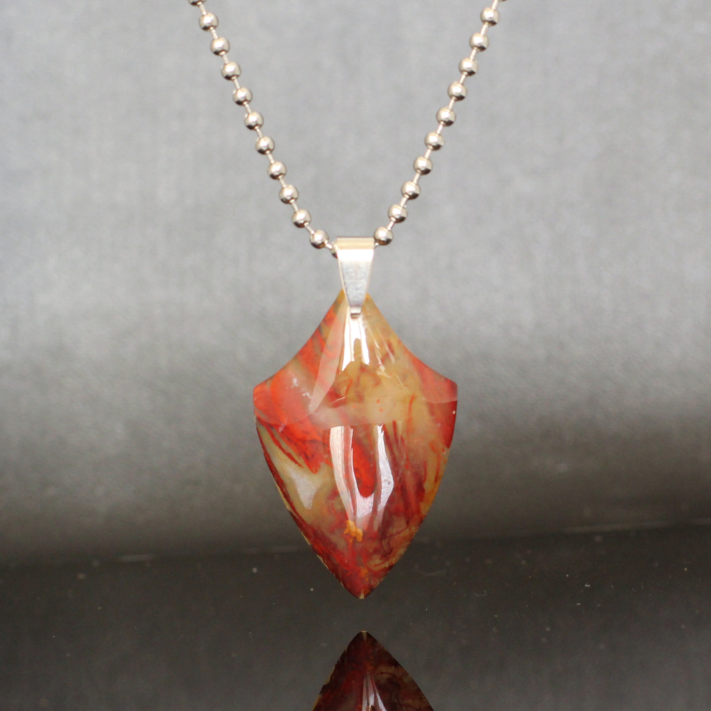 Kalung Liontin Batu Lumut Suliki Merah Natural Moss Agate LT1399