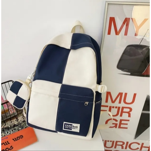 Tas Ransel  Uniseks Pria Wanita Kapasitas Besar Ada Tempat Laptop Tas Sekolah Kanvas Keren Wanita Ransel Siswa Kualitas Tinggi Tas Sekolah Anak Laki-laki Perempuan Model Style Korean  Motif Aesthetic Bonus Dompet Koin