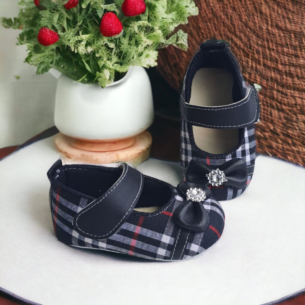 Sepatu Bayi Perempuan Usia 0-14 Bulan Blackbery Pita