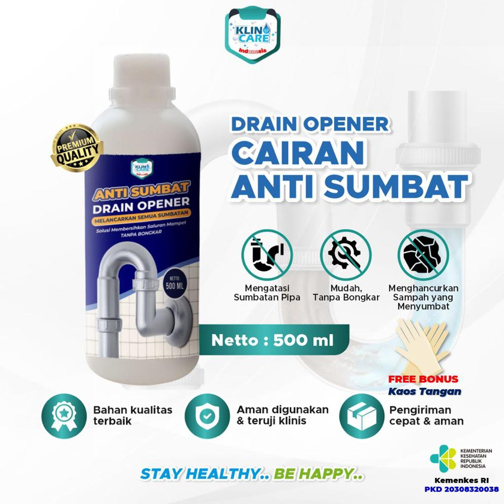 anti sumbat saluran pipa air toilet WC wastafel cucian piring mampet Klino Care 500ml extra isi izin Kemenkes