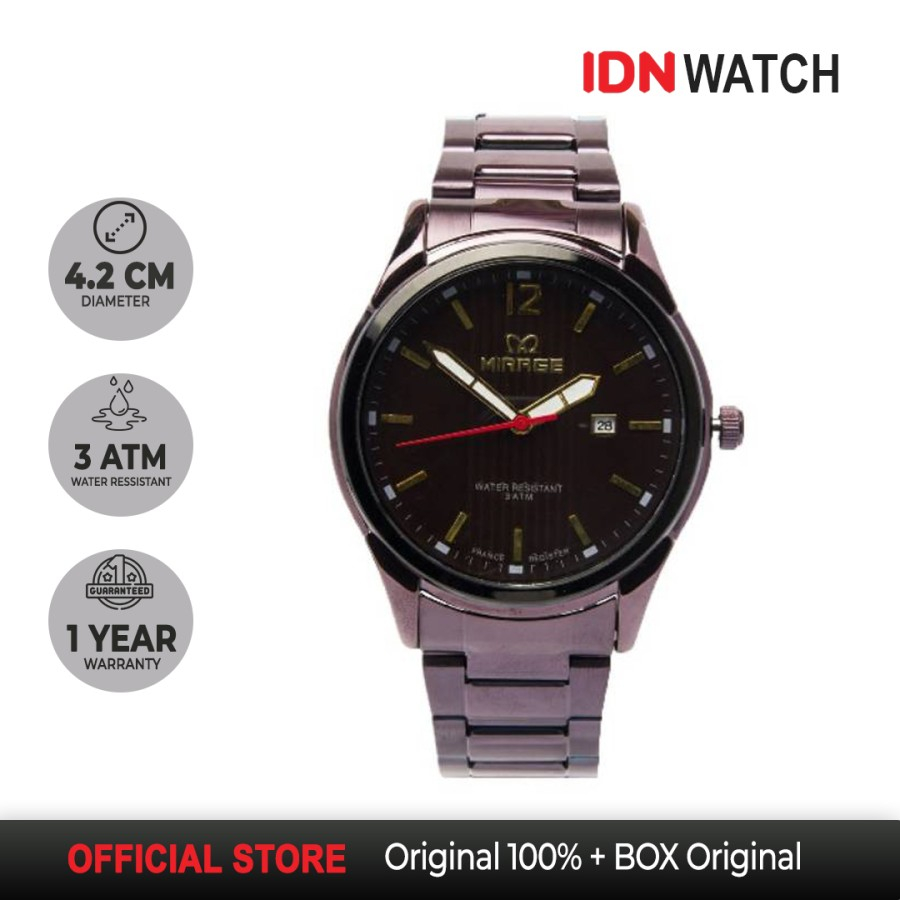 Jam Tangan Mirage Pria Analog Keren Original Tahan Air Anti Karat 7570 L Coklat