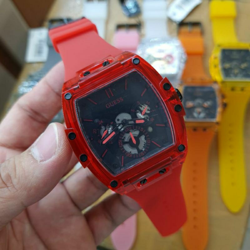 Jam tangan Pria GUESS Phoenix GW0203G5 Rubber Japan Quartz fullset