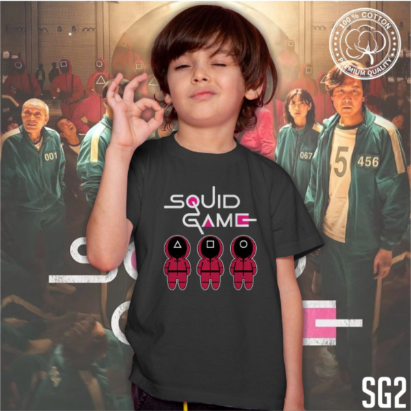 BAJU KAOS ANAK LAKI LAKI DAN PEREMPUAN SQUID GAME DISTRO PREMIUM./